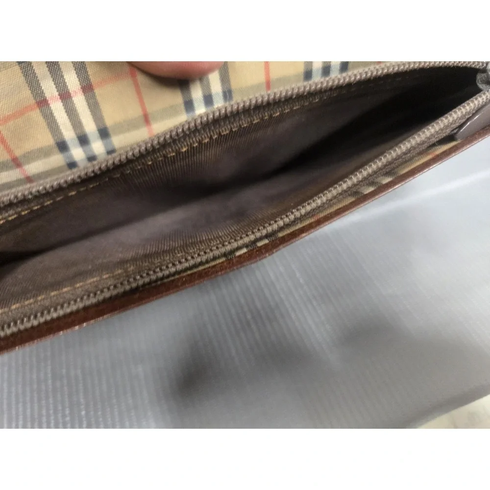 Burberry Bi Fold Wallet Men Brown Authentic Leather Luxe Nova Check